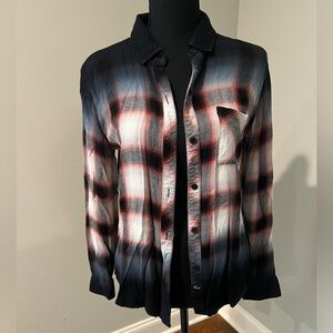Rails Hunter Button Down Shirt Size Small Ivory Smoke Dip Dye
